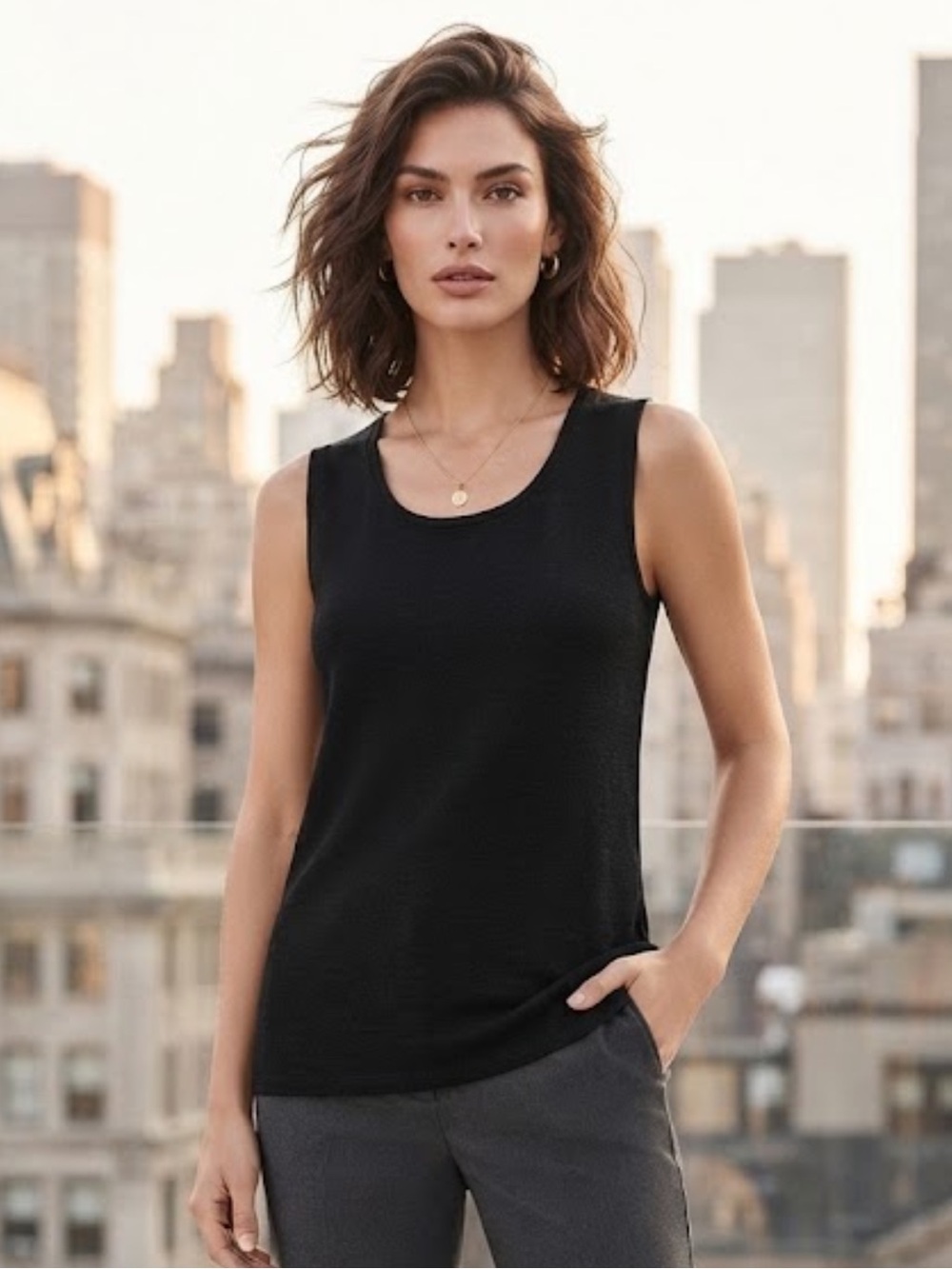 Chico’s black sleeveless shell size M